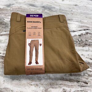 NWT Eddie Bauer Men’s Rainier Fleece Lined Tan Pants Size: 40x30